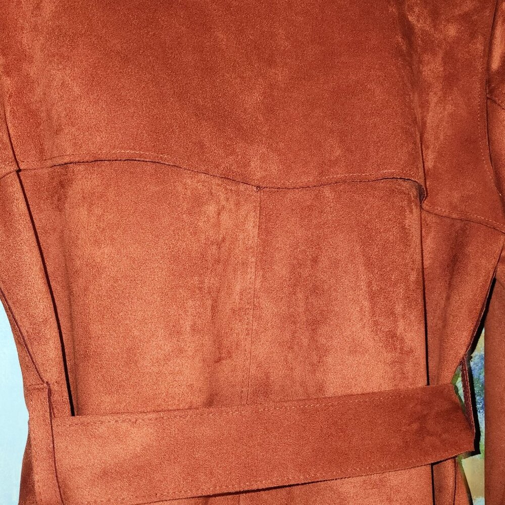Forever 21 Women's Suede-Like Rust Trench Coat With Belt Size S - Picture 6 of 12